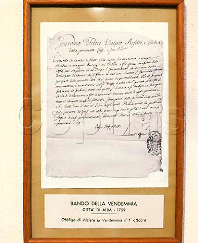 Old document in the wine museum of Renato Ratti    La Morra Piemonte Italy