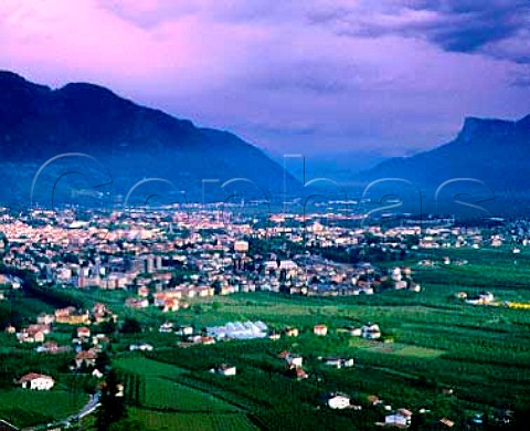 Merano surrounded by apple orchards in the   Adige Valley Alto Adige Italy