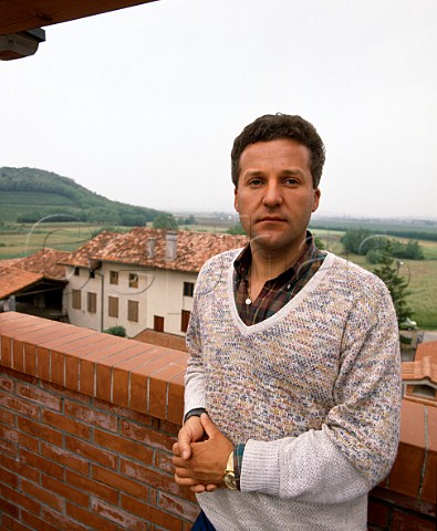 Silvio Jermann circa 1989 on the roof of his cantina at   Villanova di Farra Friuli Italy Isonzo  Collio