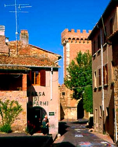 Bank in the walled village of Bolgheri   Tuscany Italy
