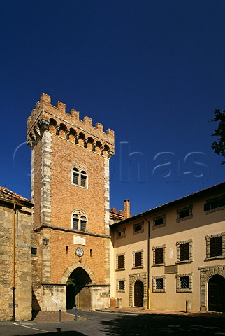 Entrance to the walled village of Bolgheri Livorno province Tuscany Italy