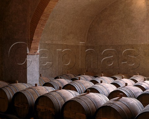 Barrels of Vin Santo in cellar of the Antinori    Peppoli estate Mercatale Val di Pesa   Tuscany Italy