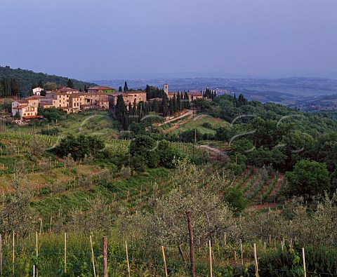Village of Fonterutoli at dusk near Castellina in Chianti Tuscany Italy Chianti Classico