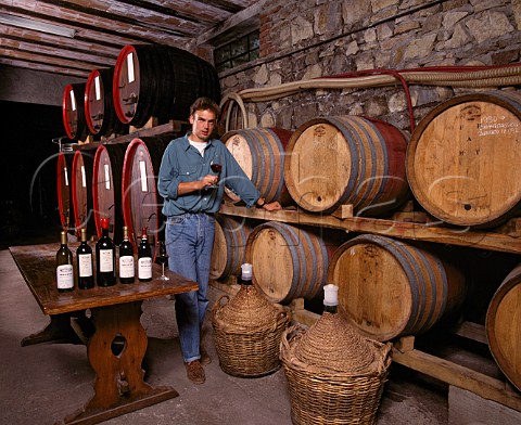 Sean OCallaghan former winemaker in cellar of Riecine Gaiole in Chianti Tuscany   Chianti Classico