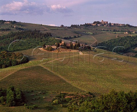 Castello dei Rampolla and its vineyards at Santa Lucia in Faulle   Beyond is Castello di Panzano in the old town of Panzano in Chianti Tuscany    Chianti Classico