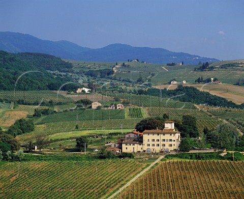 The vineyards and house of Selvapiana on the slopes   of the Sieve Valley near Pontassieve Tuscany   Italy                       Chianti Rufina