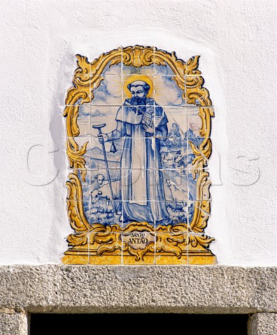 Azulejos tiled mural above doorway in the winery of   the Conde de Santar estate near Viseu Portugal  Dao
