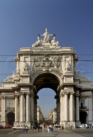 Arch at end of Rua Augusta on the Praca do Comercio Lisbon Portugal