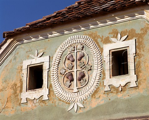 Plaster relief depicting grapes on gable of house at Hogilag in the Tirnave area of Transylvania The area between the Tirnava Mare and Tirnava Mica rivers is one of the countrys main wine regions Romania