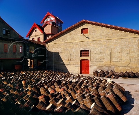 Comportones ready for the grape harvest in courtyard of Bodegas Lopez de Heredia Haro La Rioja Spain Rioja