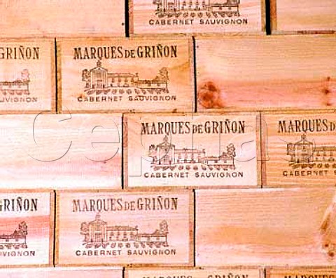 Wooden boxes of Cabernet Sauvignon at Marques De   Grinon Toledo Spain