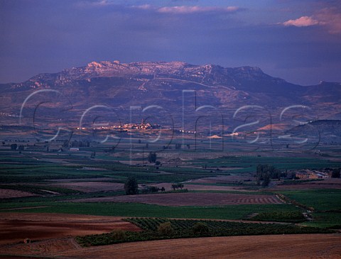 Village of Briones and the Sierra de Cantabria at dusk La Rioja Spain    Rioja Alta