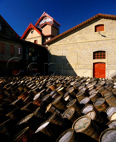 Comportones ready for the grape harvest in courtyard at Bodegas Lopez de Heredia Haro La Rioja Spain Rioja