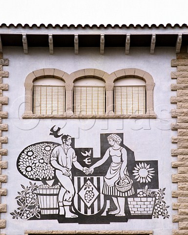 Detail over the entrance to Cava producer Juv y Camps San Sadurni de Noya Catalonia Spain  Peneds