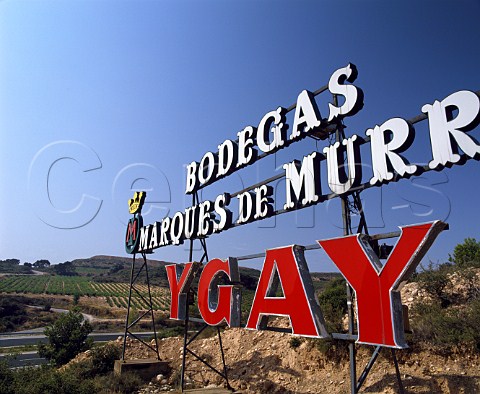 Sign on hillside above Bodegas Marques de Murrieta   Ygay near Logrono La Rioja Spain   Rioja Alta