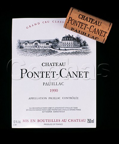 Label and cork of Chteau PontetCanet Pauillac  Bordeaux