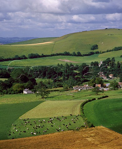 Melbury Abbas and Melbury Hill on Cranborne Chase Dorset England