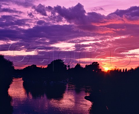 Sunset over the River Thames at Weybridge Surrey