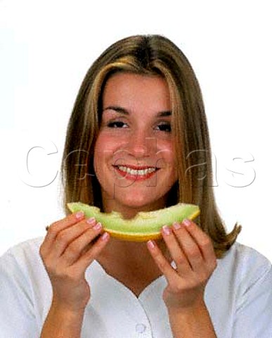 18year old girl eating melon