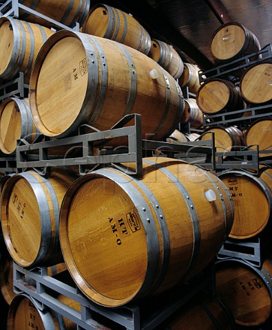 Barrel cellar of Caymus Vineyards Rutherford Napa Valley California