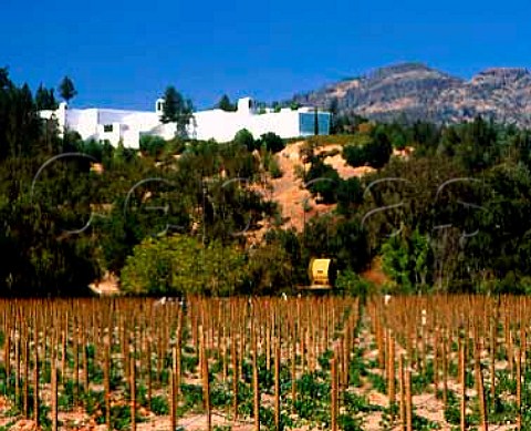 Winery and replanted vineyard of Sterling vineyards Calistoga Napa valley California