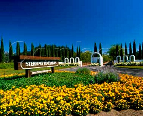 Entrance to Sterling vineyards Calistoga Napa valley California