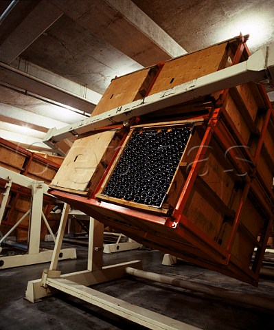 Huge computercontrolled giropalettes each holds   2720 bottles of sparkling wine to perform the   remuage automatically  Domaine Chandon Yountville Napa valley California