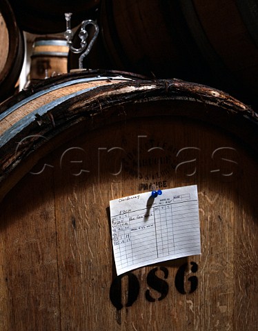 Fermenting Chardonnay in oak barrel at Chalone  Soledad Monterey Co California  Chalone AVA