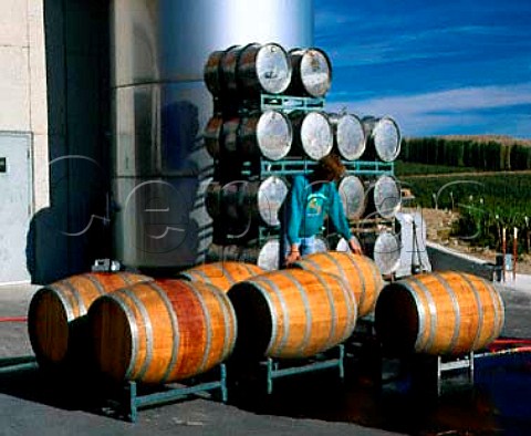 Washing out barrels ready for the new vintage    Covey Run Vintners Zillah Yakima valley Washington