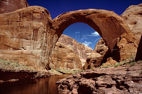 Rainbow Bridge 309 ft high on the   edge of Lake Powell Utah USA