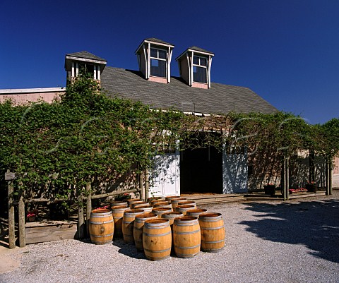 Barrels outside Lenz Winery Cutchogue Long Island   New York USA  North Fork AVA