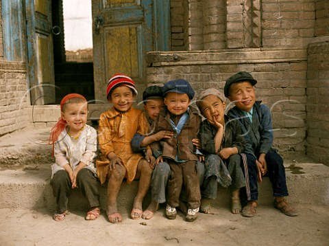 Six young children in Kashgar Xinjiang Province      China