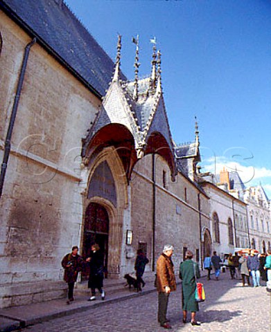Frontage of the Hotel Dieu in Beaune built in the   15th century as a hospital France  Cote dOr