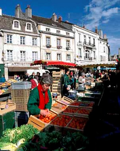 Market in Place Carnot in the center of Beaune    France Cote dOr