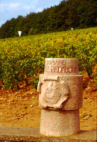 Stone marker in the vineyards of Bois de   Corton above Aloxe Corton Cote de   Beaune