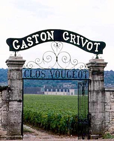 Small entrance to the Clos de Vougeot Grand Cru   vineyard from the N74 with the Chateau in the   distance Cote de Nuits