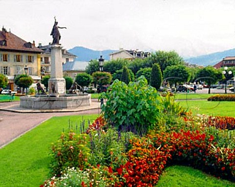 Park in the center of Sallanches in the foothills   of the Alps   HauteSavoie France RhneAlpes