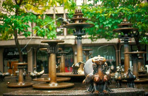Fountain in NeustadtanderWeinstrasse   showing fantasy characters from a German   fairy tale Pfalz Germany