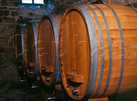 Traditional german oak barrels in the cellars of   Weingut Lingenfelder in Grosskarlbach  Germany   Pfalz
