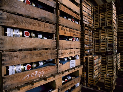 Bottles of wine in warehouse of the Mussbach   Winzergenossenshaft cooperative  Pfalz Germany