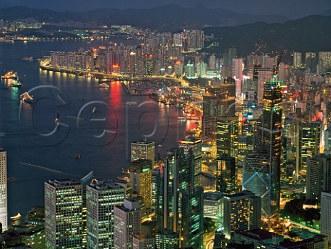 View from the Peak to Hong Kong harbour