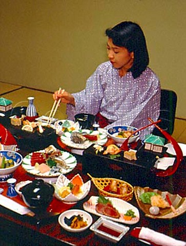 Evening meal in the NanMei Hotel in Atami Izu   Peninsula  Japan