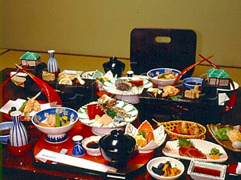 Evening meal in the NanMei Hotel in Atami Izu  Peninsula  Japan