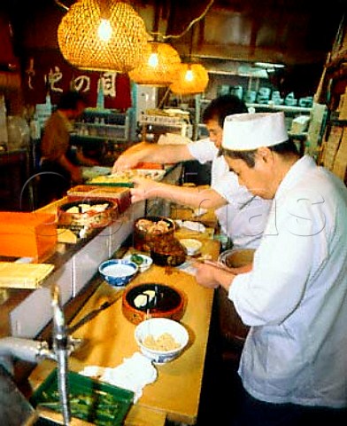Working behind the counter in a sushi restaurant   Miyako Iwate Prefecture Tohoku Japan