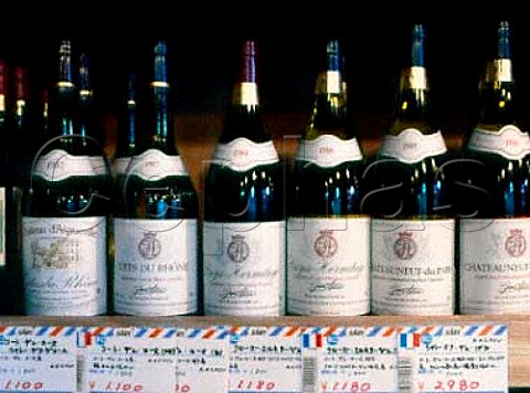 French wine on sale in discount wine shop Tokyo