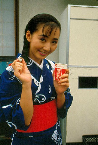 Fast food Japanese girl drinking Coca   Cola Beppu Japan