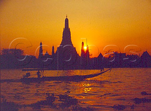 Wat Arun Temple of Dawn and Chao Phraya River Bangkok Thailand