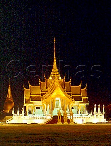 Wat Phra Kaeo Temple of the Emerald Buddha at night Grand Palace Bangkok Thailand