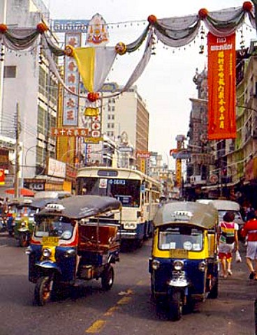TukTuk Taxis in ChinaTown Bangkok Thailand