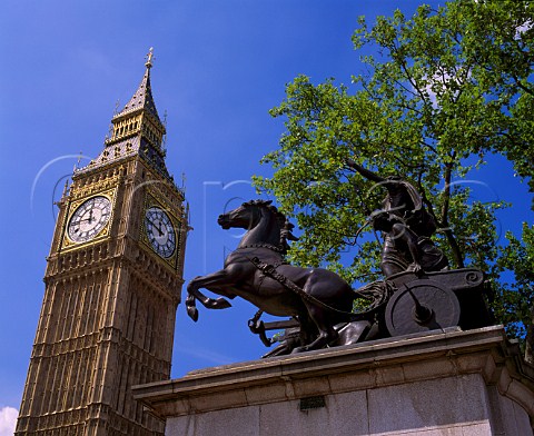 Statue of Boadicea in front of Big Ben  London